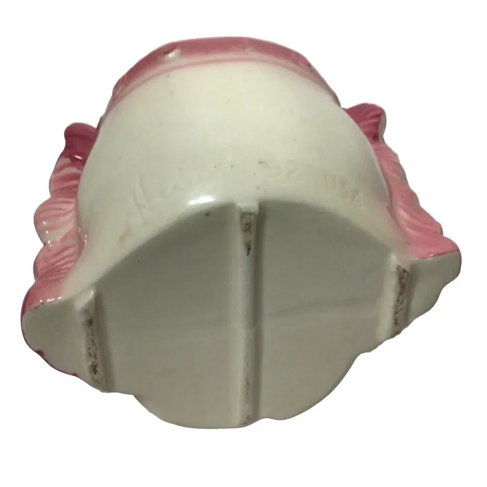 Vintage Hull USA #92 Pink and White Baby Pillow Art Pottery Planter Vase
